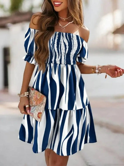 Off Shoulder Smocked Summer Dress - adritiX