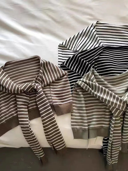 Striped Contrast Knit Wrap - adritiX