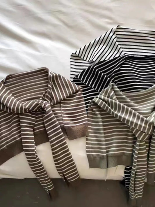 Striped Contrast Knit Wrap - adritiX
