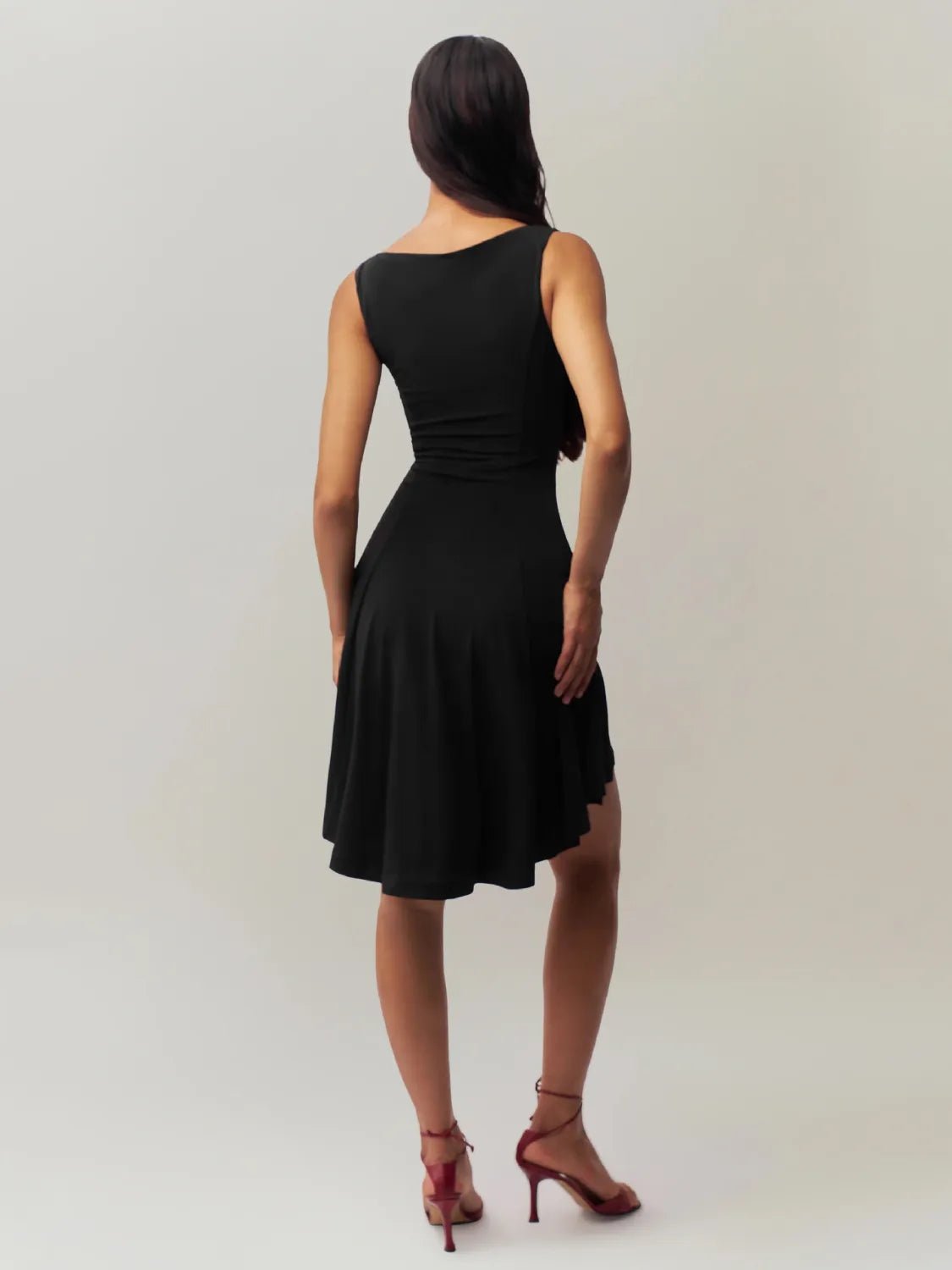 High-Low Round Neck Sleeveless Dress - adritiX