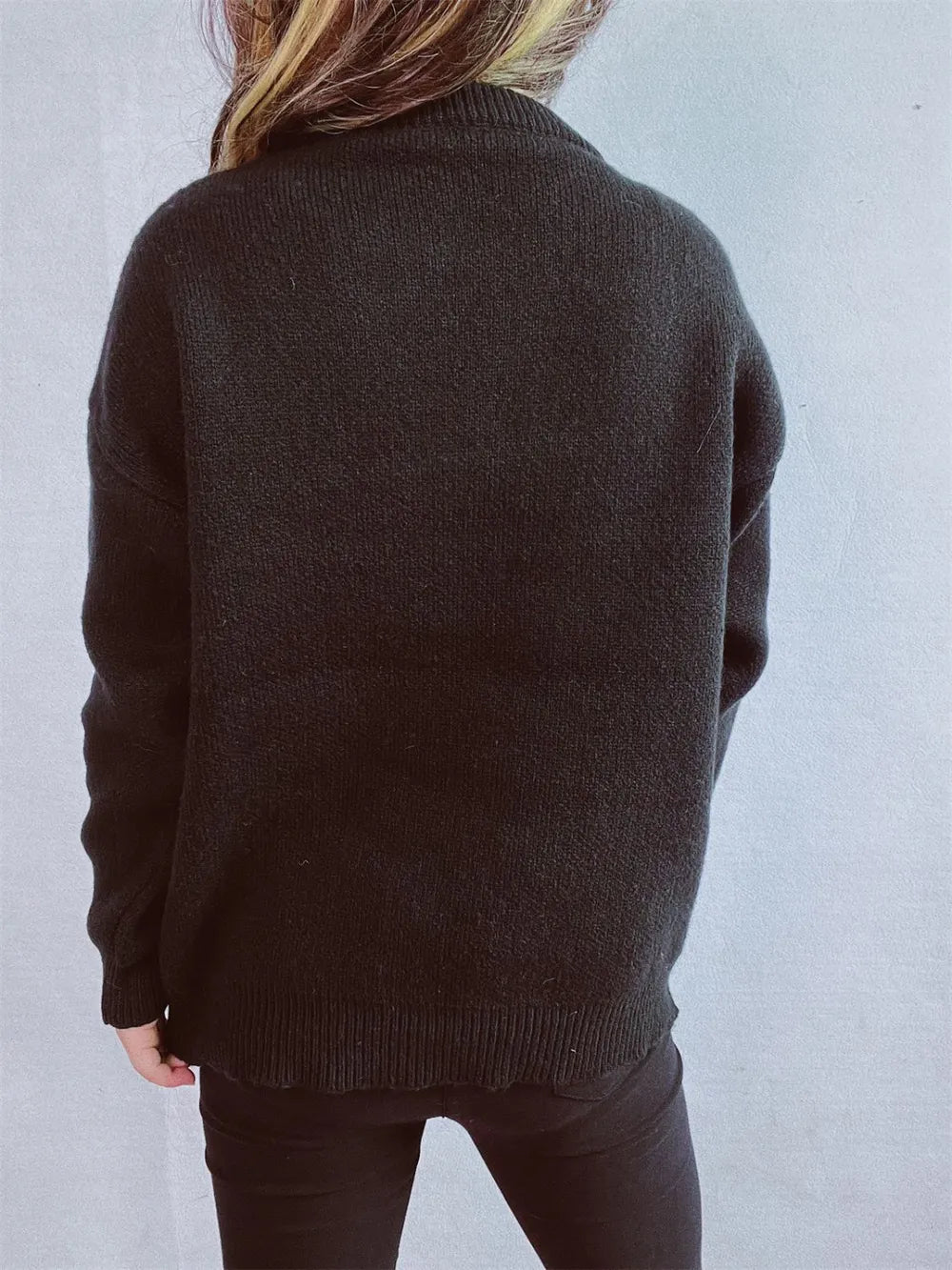 Elegant Christmas Tree Round Neck Long Sleeve Sweater - adritiX
