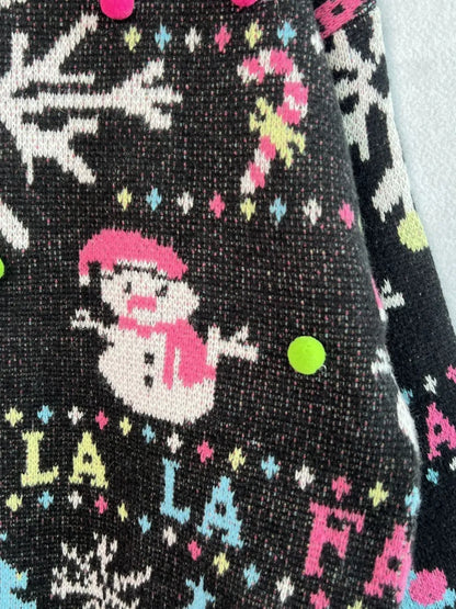 Elegant Snowman Contrast Trim Round Neck Sweater - adritiX