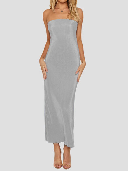 Lace-Up Back Tube Maxi Dress - adritiX