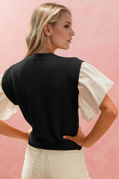 Oh Full Size Ruffled Round Neck Short Sleeve Sweater - adritiX