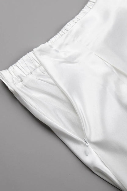 Back Elastic Waist Satin Minx Skirt - adritiX