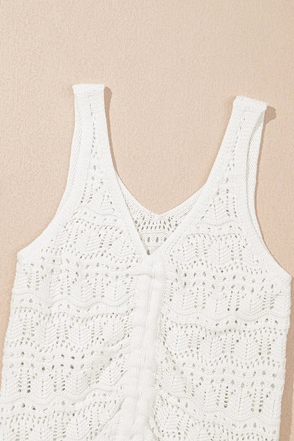 Hollowed Knit V Neck Drawstring Sweater Vest - adritiX