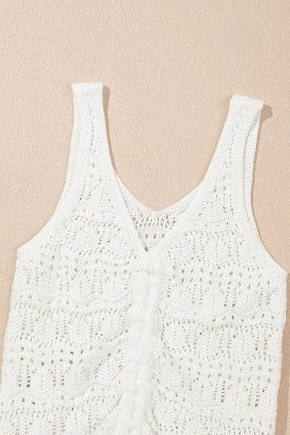 Hollowed Knit V Neck Drawstring Sweater Vest - adritiX