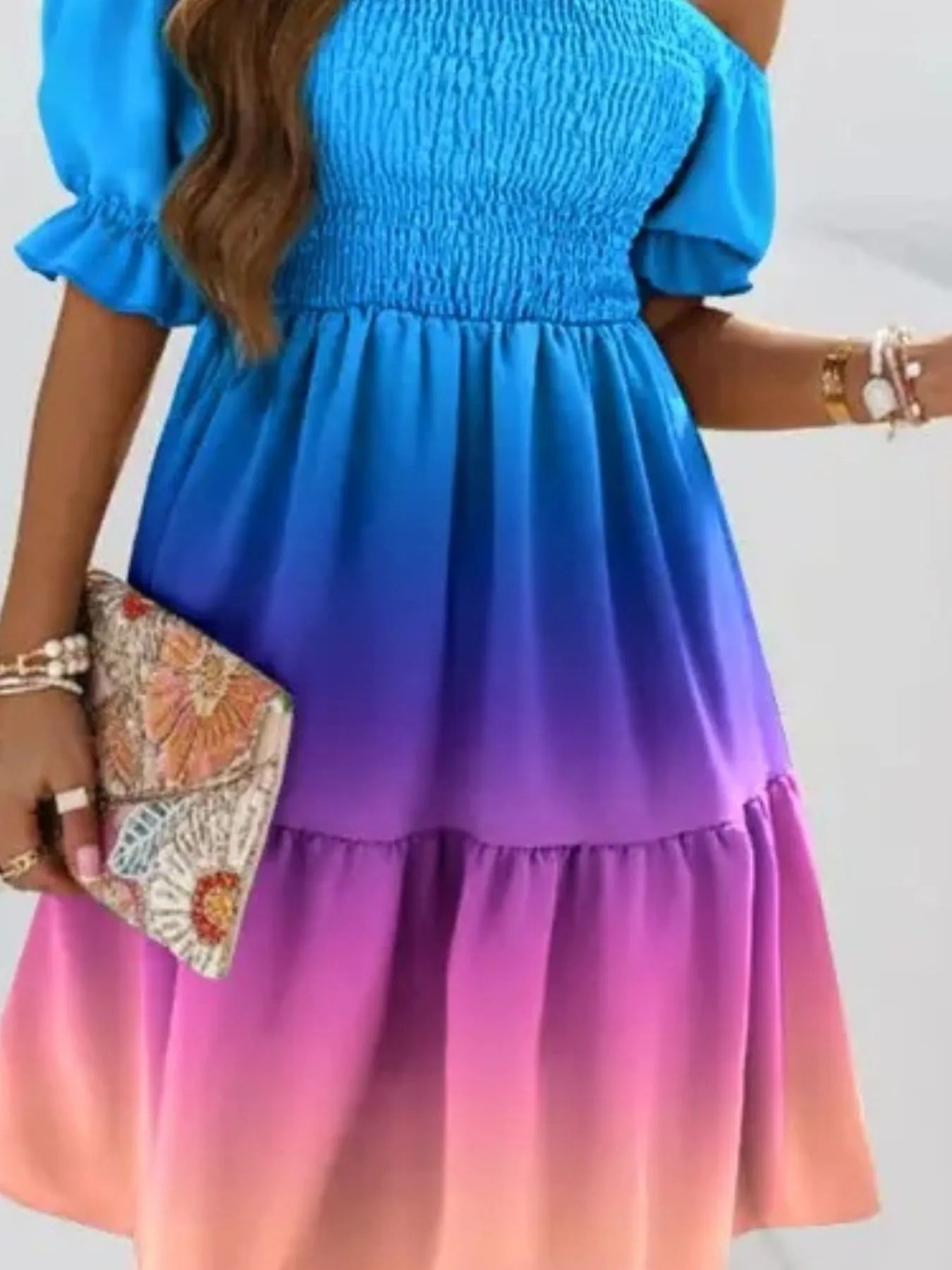 Off Shoulder Smocked Summer Dress - adritiX