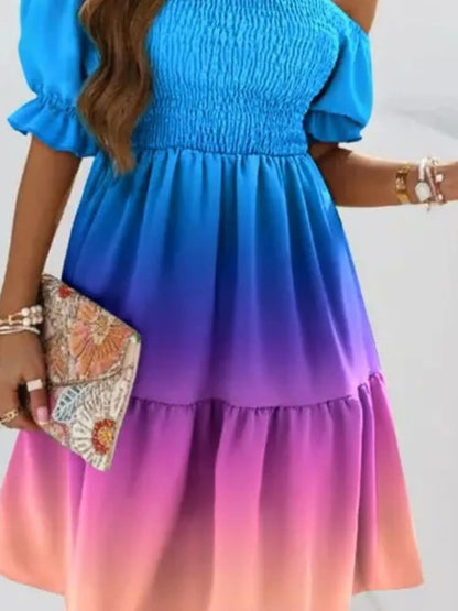 Off Shoulder Smocked Summer Dress - adritiX