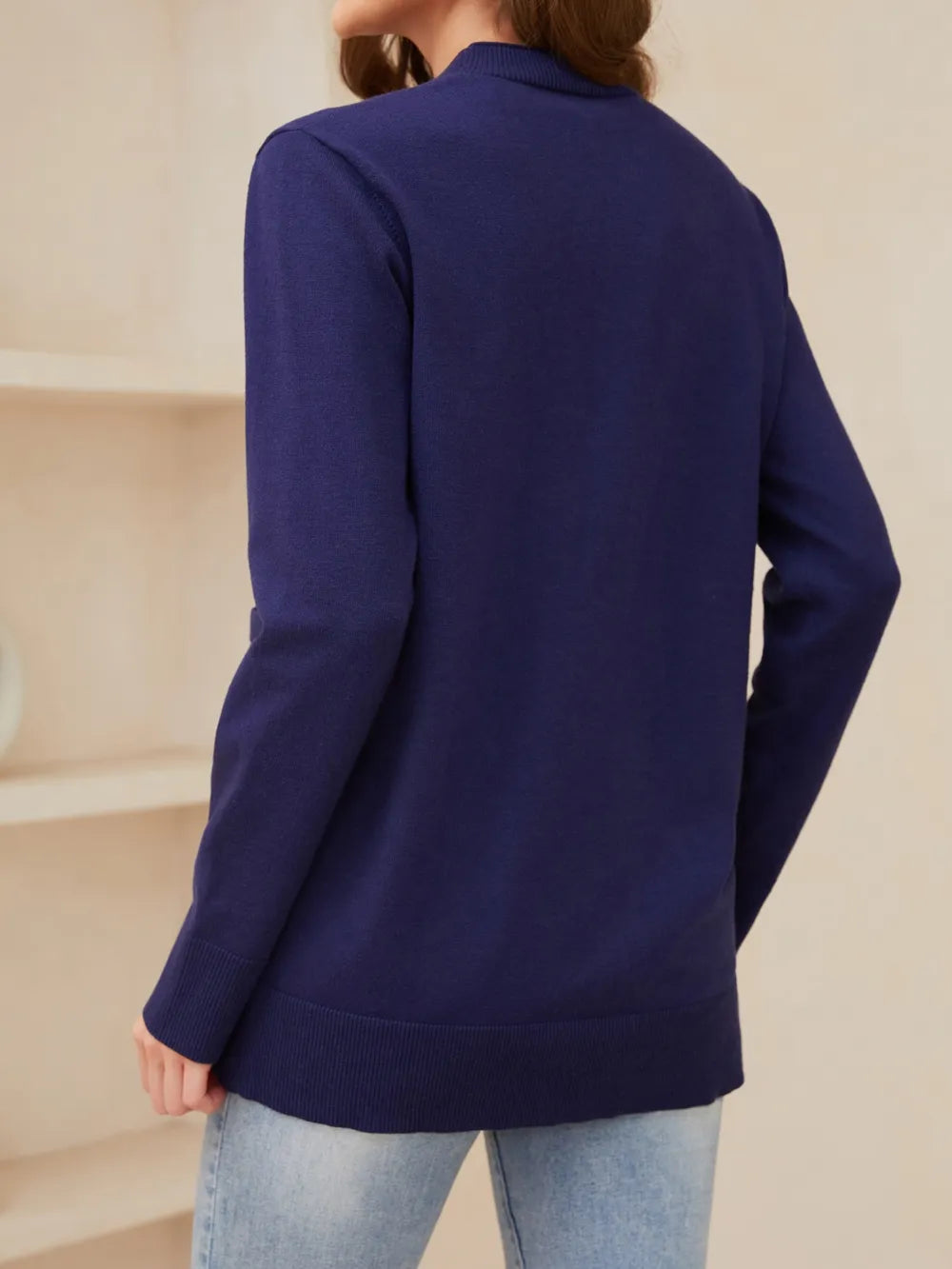 Pocketed Button Up Long Sleeve Cardigan - adritiX