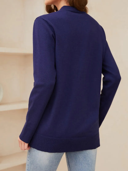 Pocketed Button Up Long Sleeve Cardigan - adritiX