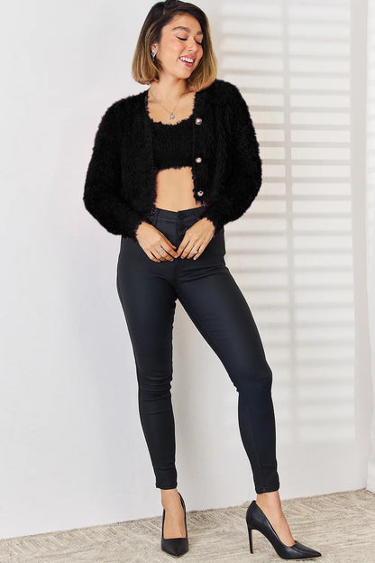 Scoop Neck Vest and Cardigan Sweater Set - adritiX