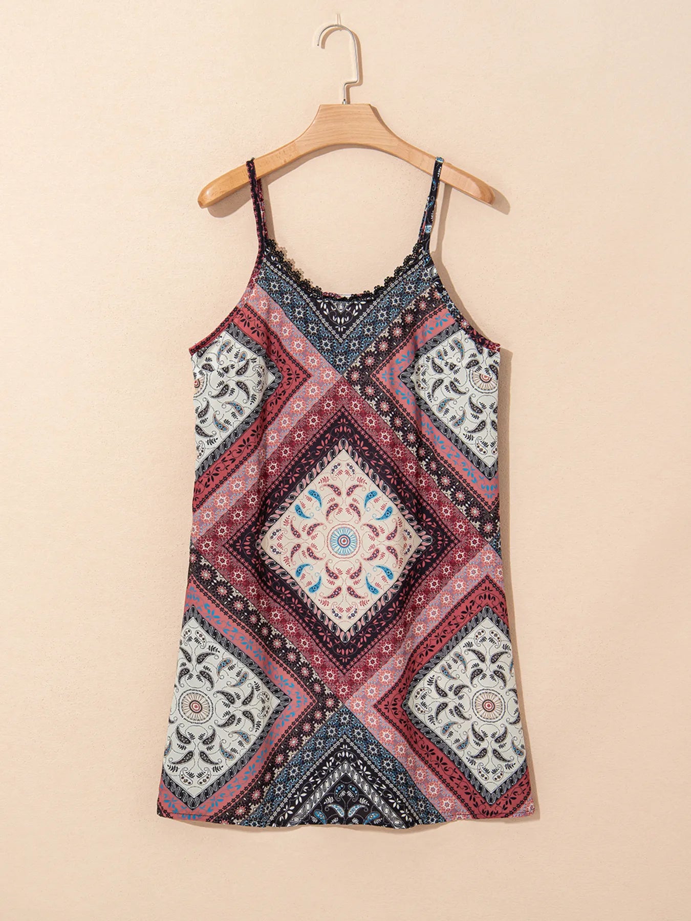 Geometric Paisley Print Cami Mini Dress - adritiX