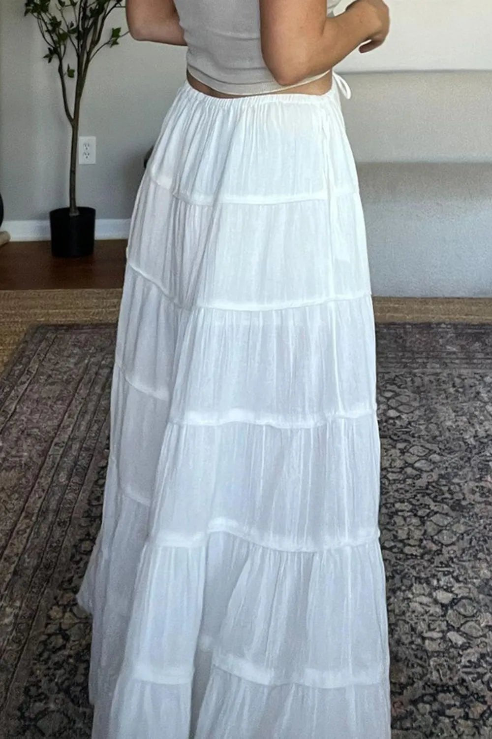 Bohemian Tiered Maxi Skirt with Drawstring Waist - adritiX