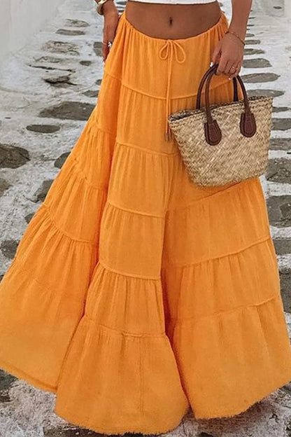 Bohemian Tiered Maxi Skirt with Drawstring Waist - adritiX