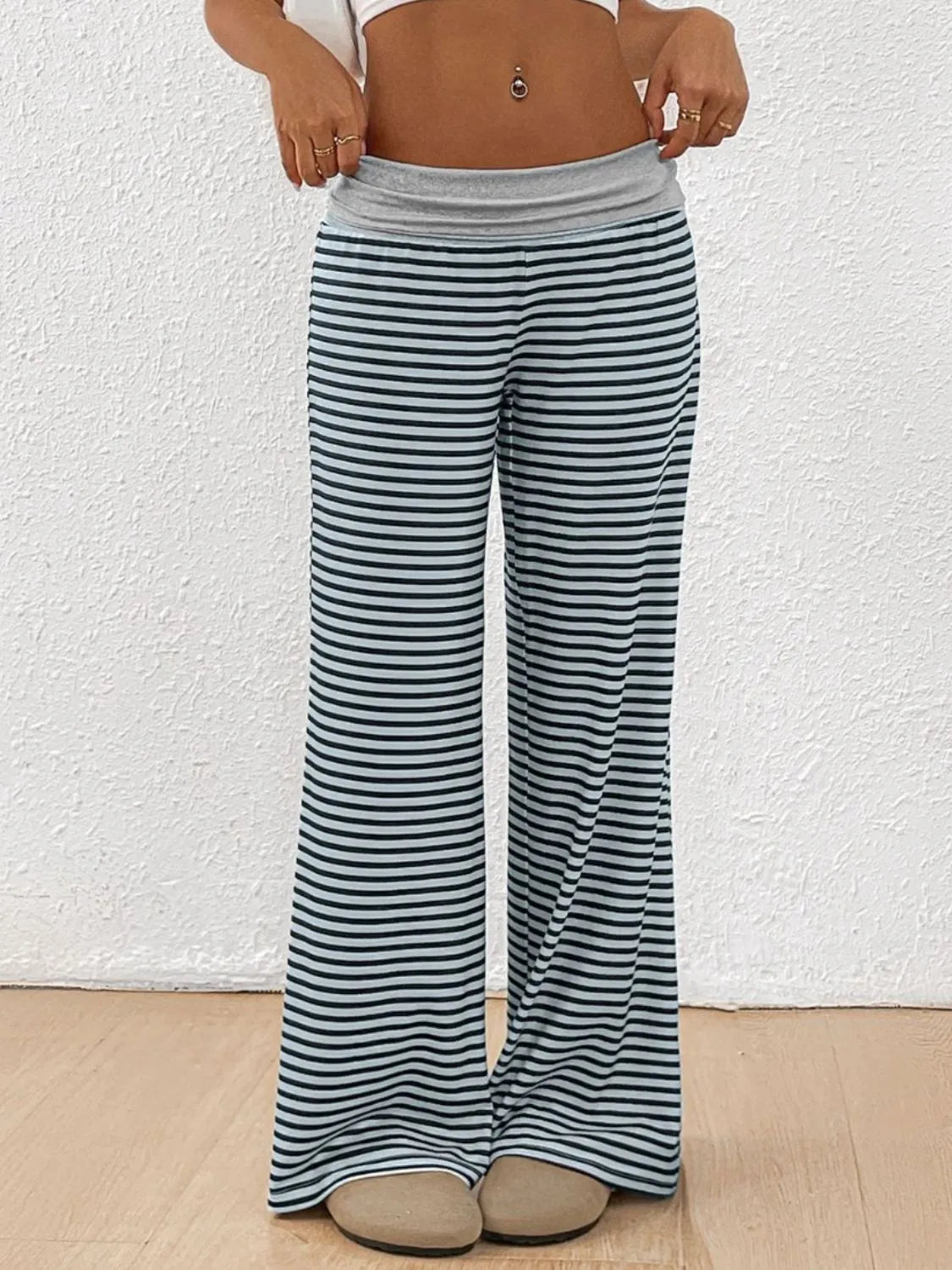 Bold Striped Wide Leg Pants – Effortlessly Chic & Flattering Fit - adritiX