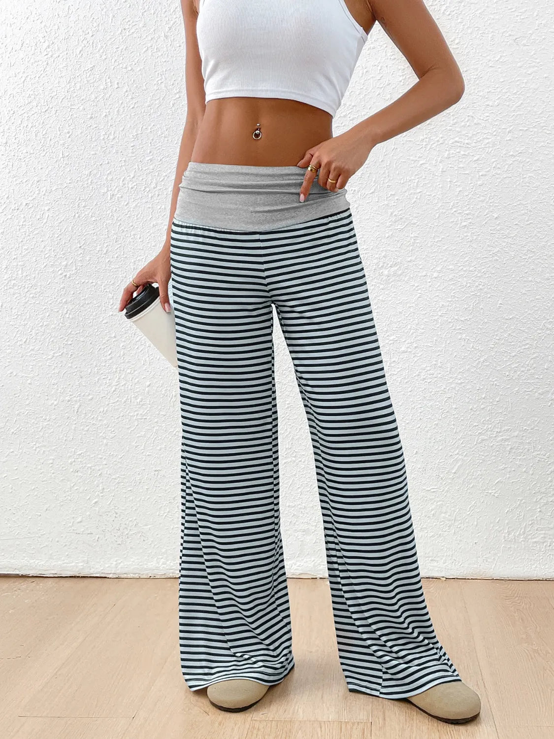 Bold Striped Wide Leg Pants – Effortlessly Chic & Flattering Fit - adritiX