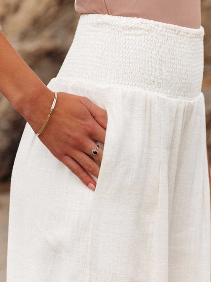 Brighter Days Full - Length Smocked Waist Wide - Leg Pants for Effortless Style - adritiX