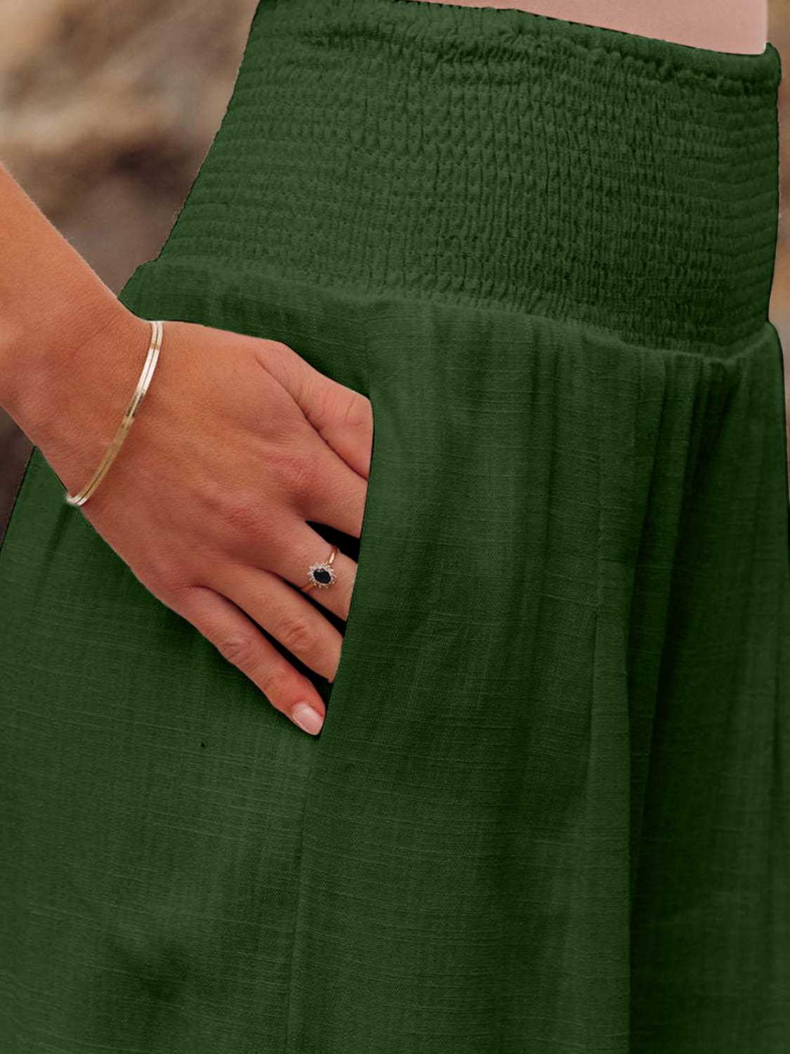 Brighter Days Full - Length Smocked Waist Wide - Leg Pants for Effortless Style - adritiX