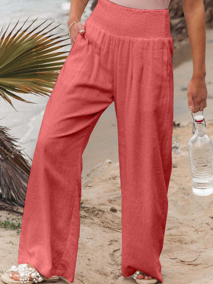 Brighter Days Full - Length Smocked Waist Wide - Leg Pants for Effortless Style - adritiX