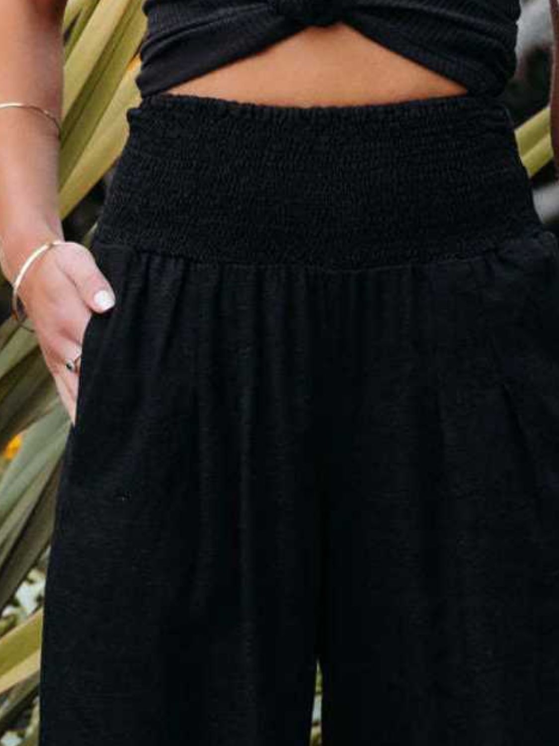 Brighter Days Full - Length Smocked Waist Wide - Leg Pants for Effortless Style - adritiX