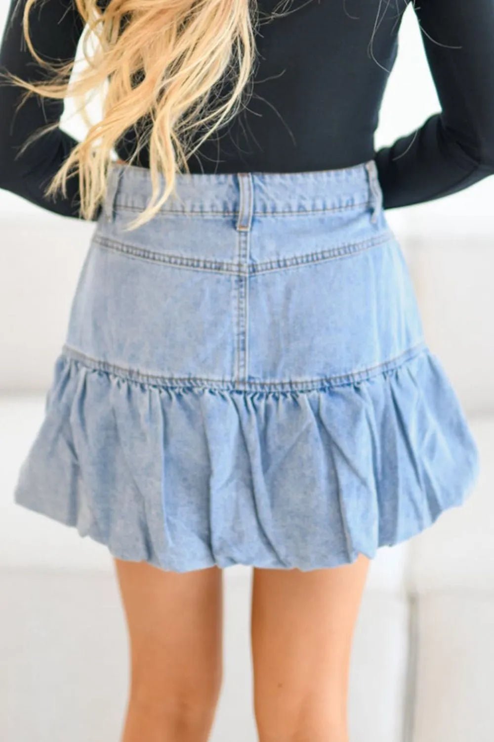Bubble Hem Denim Mini Skirt - adritiX