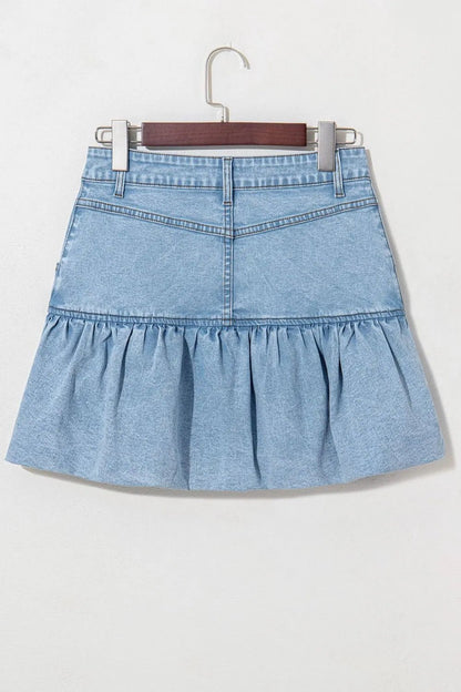 Bubble Hem Denim Mini Skirt - adritiX