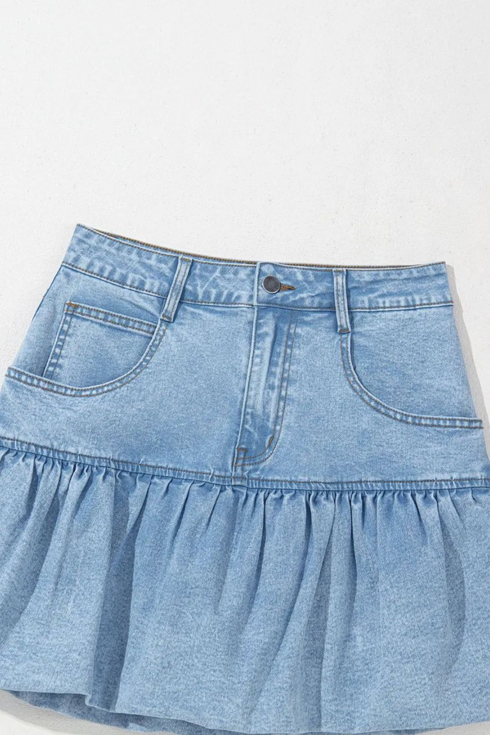Bubble Hem Denim Mini Skirt - adritiX
