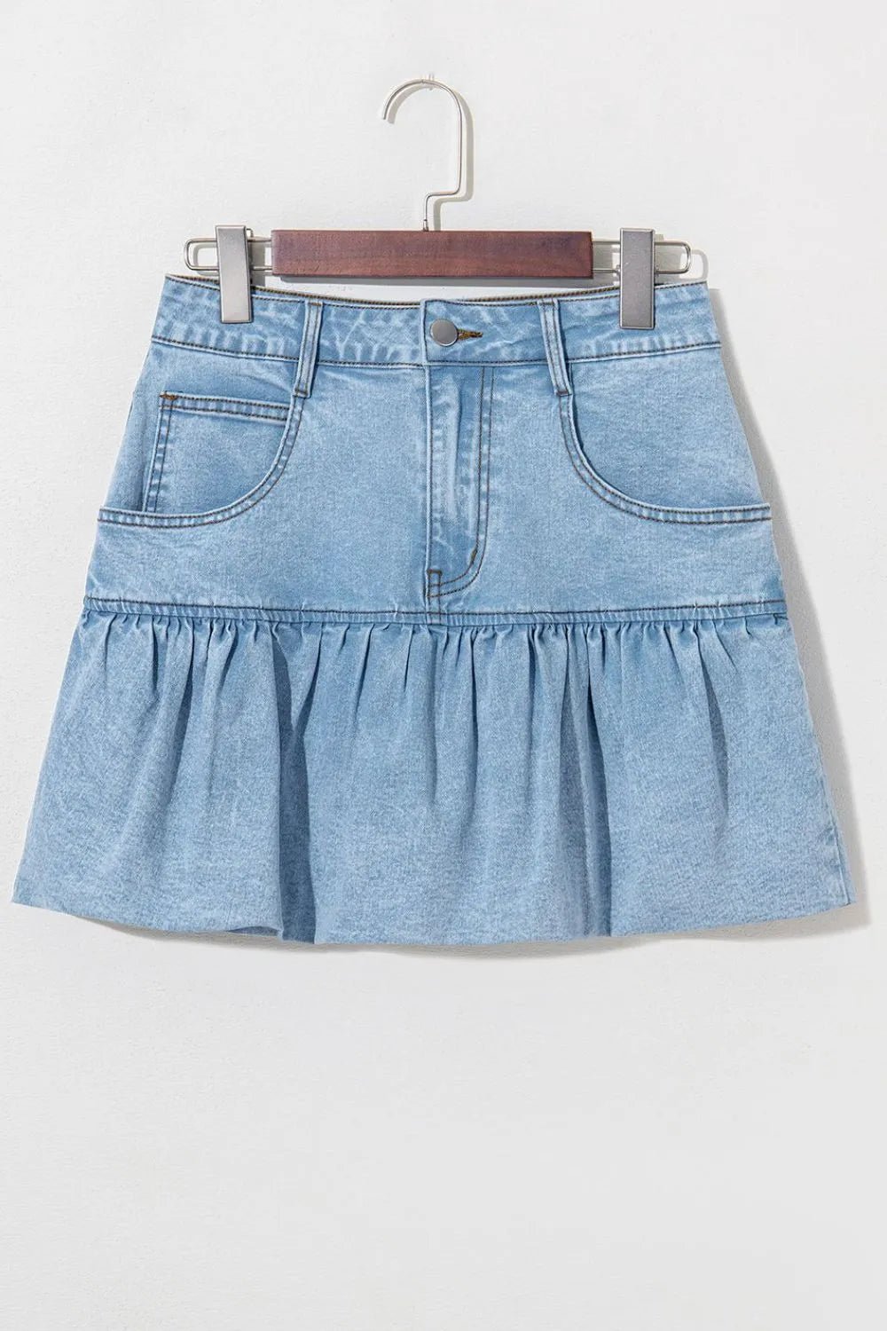 Bubble Hem Denim Mini Skirt - adritiX