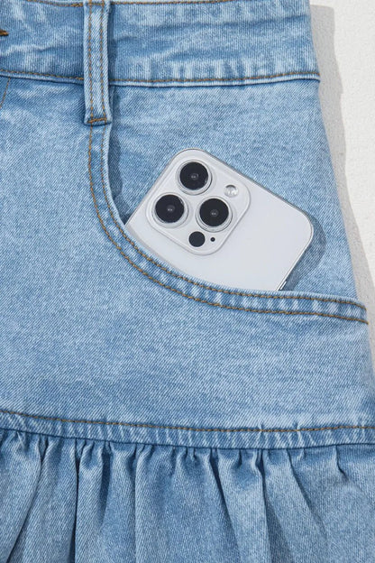 Bubble Hem Denim Mini Skirt - adritiX