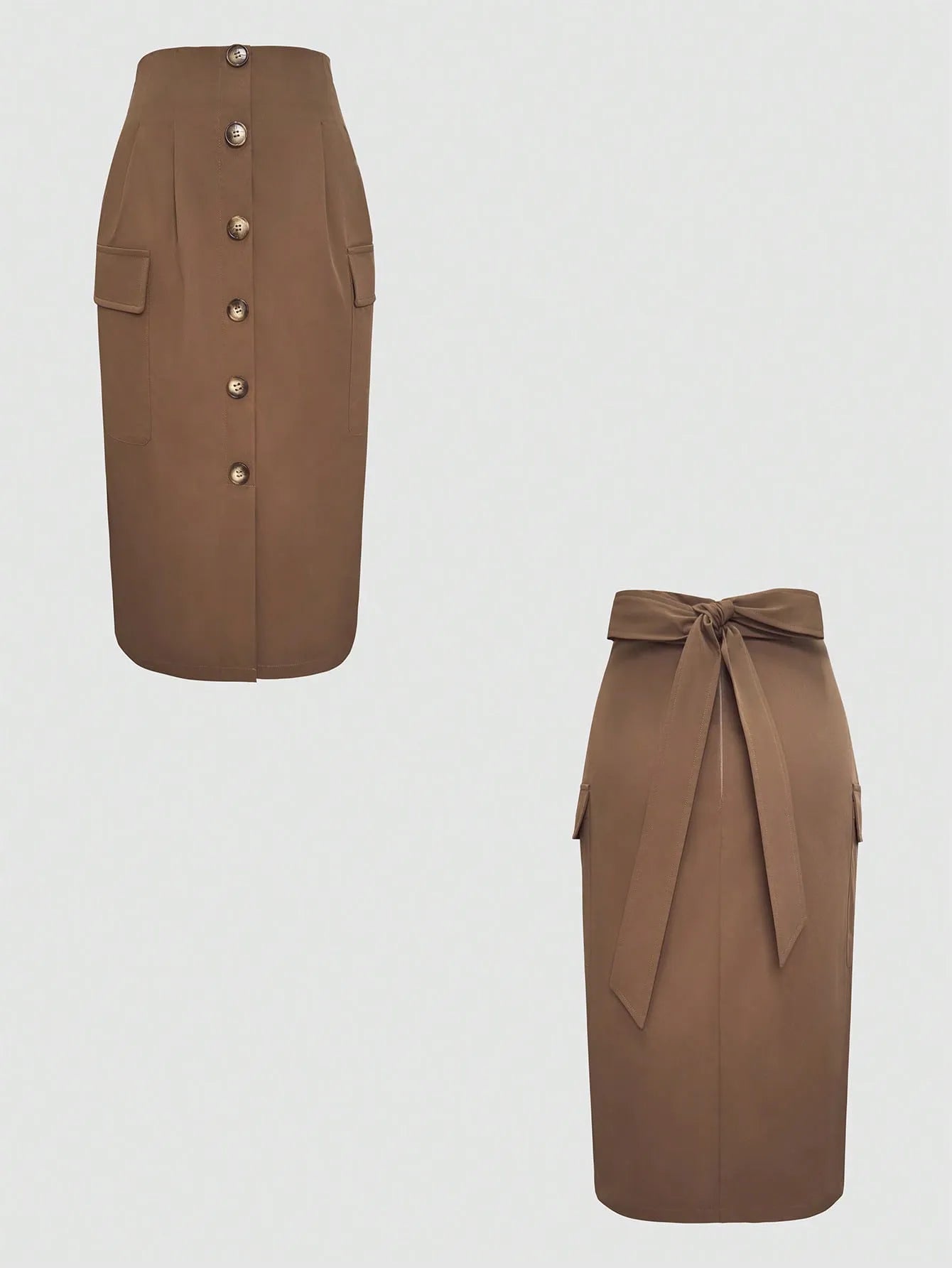 Button Detail Belted Cargo Skirt - adritiX