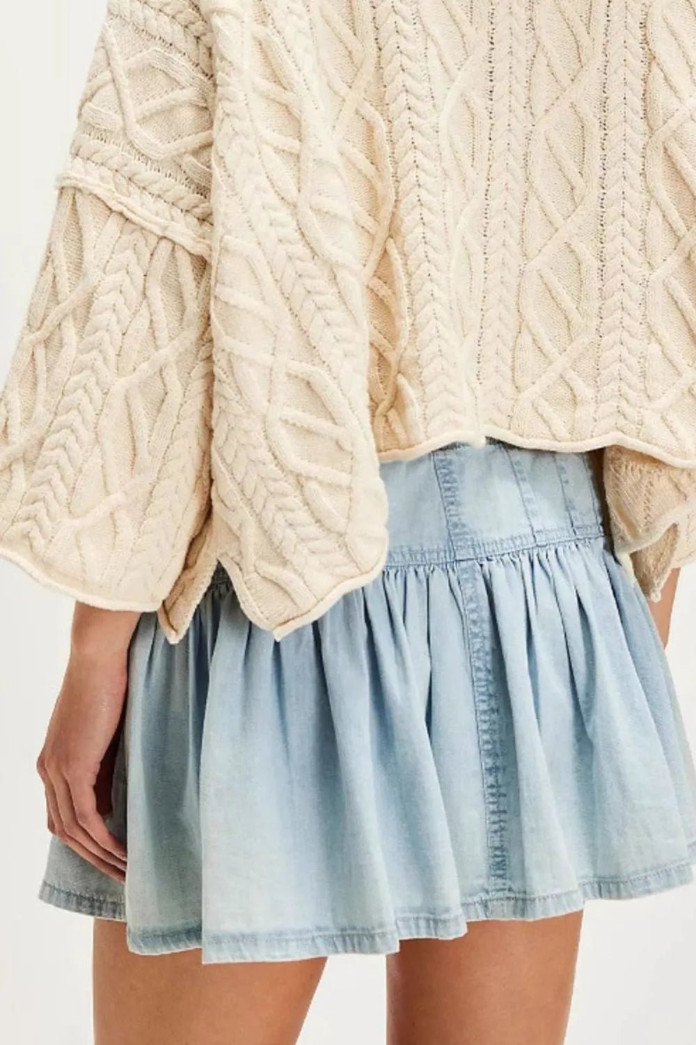 Buttoned Ruffled Mini Denim Skirt - adritiX