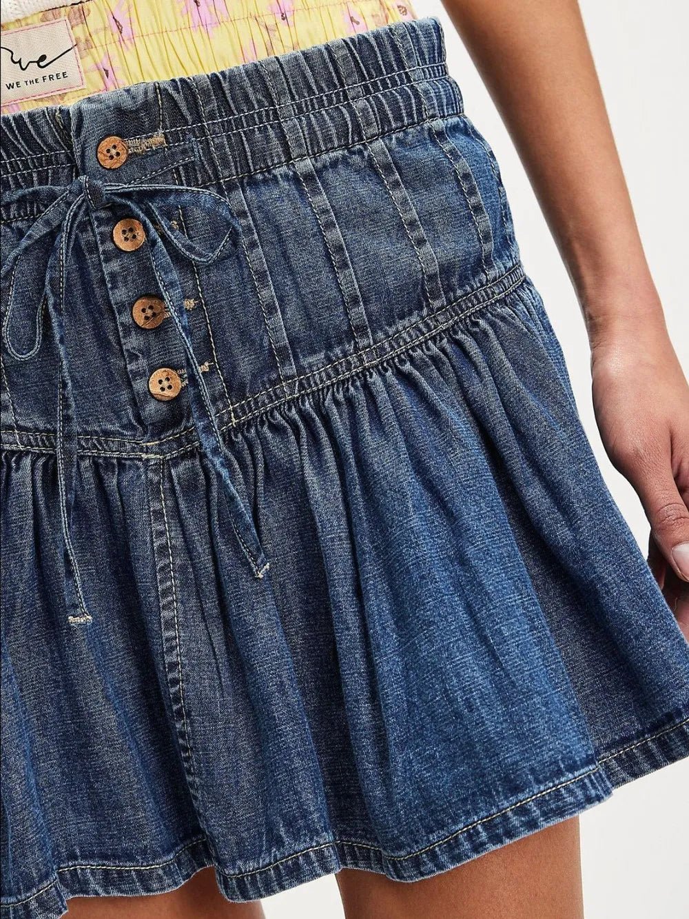 Buttoned Ruffled Mini Denim Skirt - adritiX
