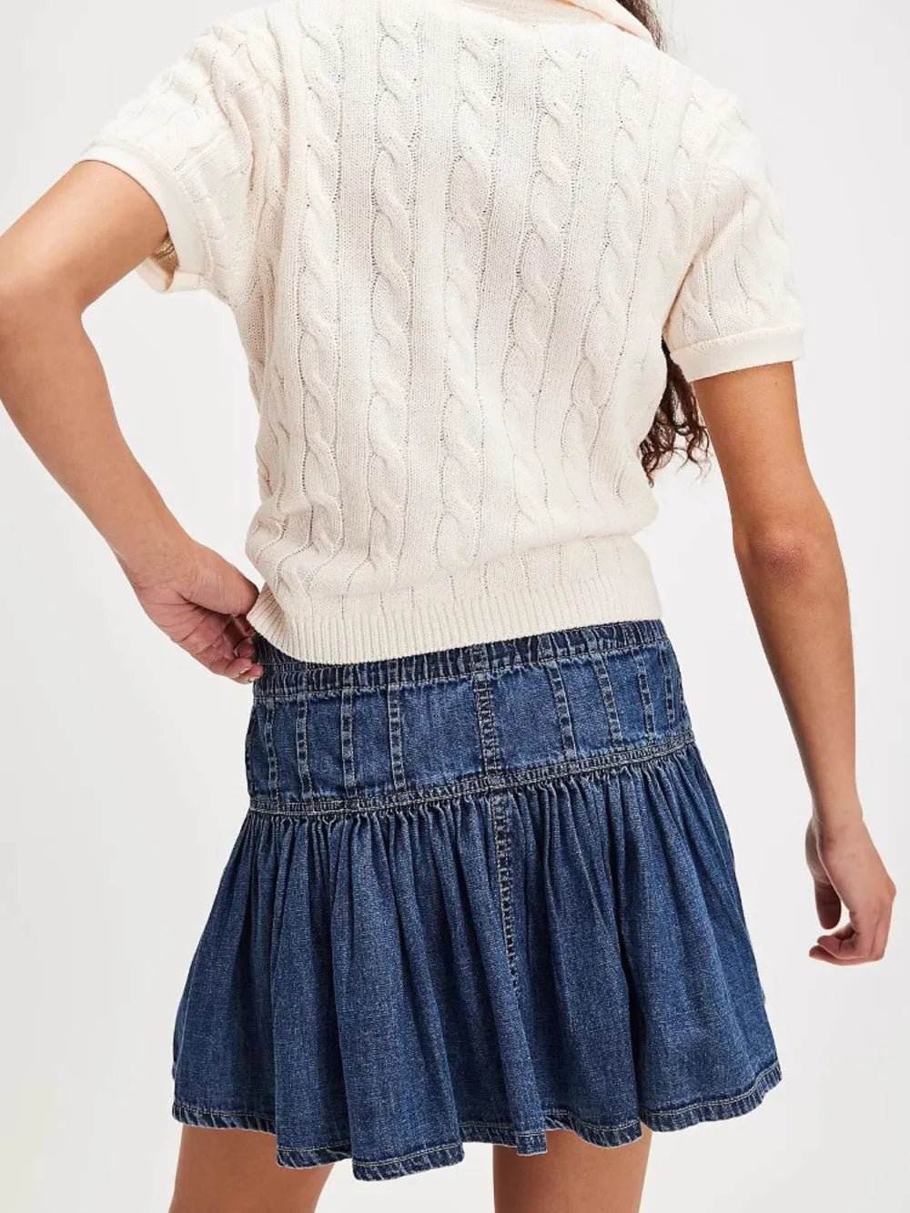 Buttoned Ruffled Mini Denim Skirt - adritiX