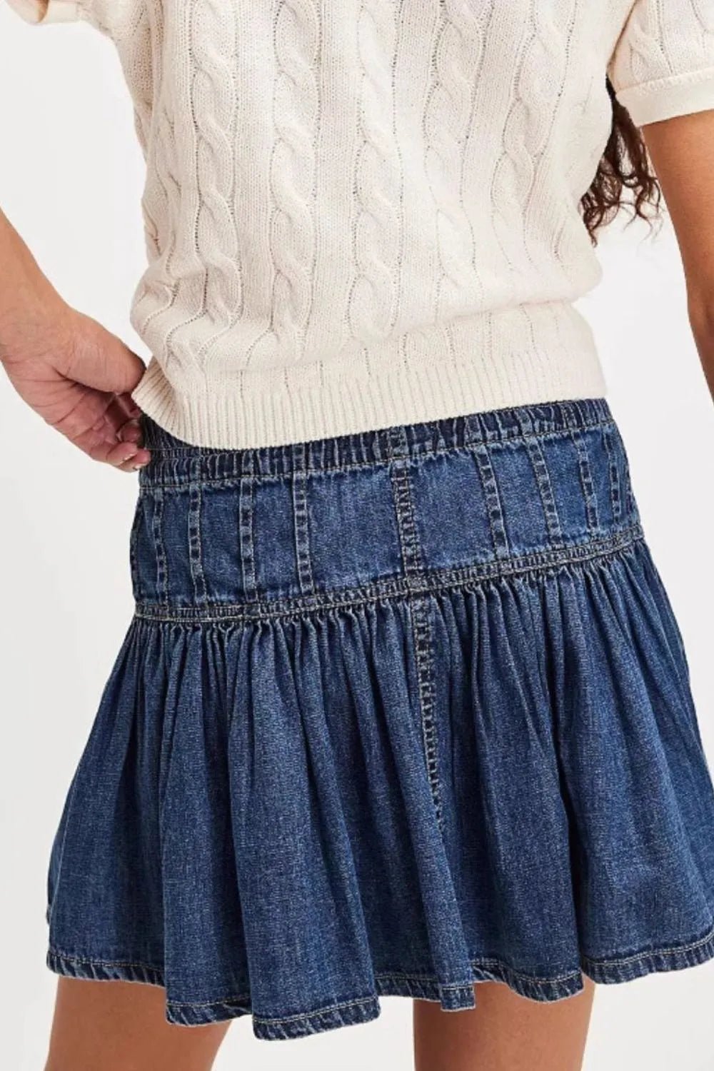 Buttoned Ruffled Mini Denim Skirt - adritiX