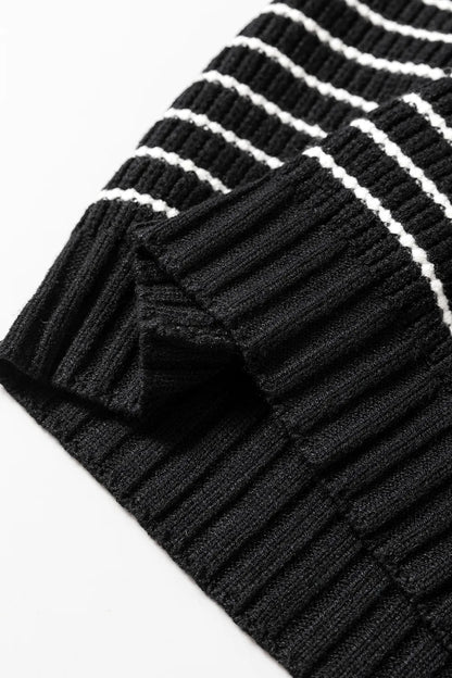Stripe Turn-Down Johnny Collar Sweater Vest - adritiX