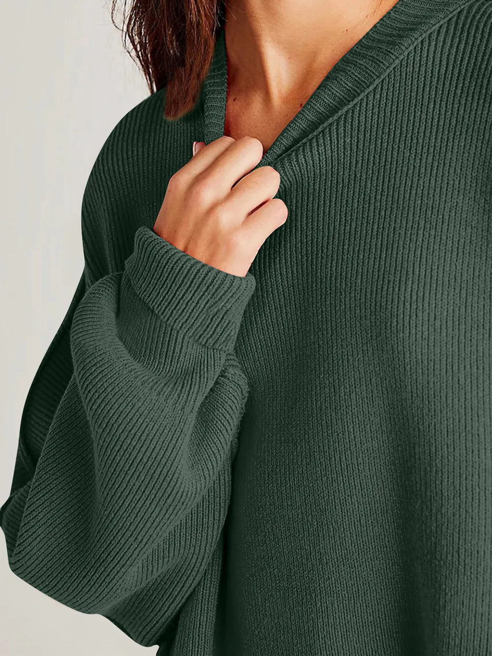 Double Take Side Slit Round Neck Long Sleeve Sweater - adritiX