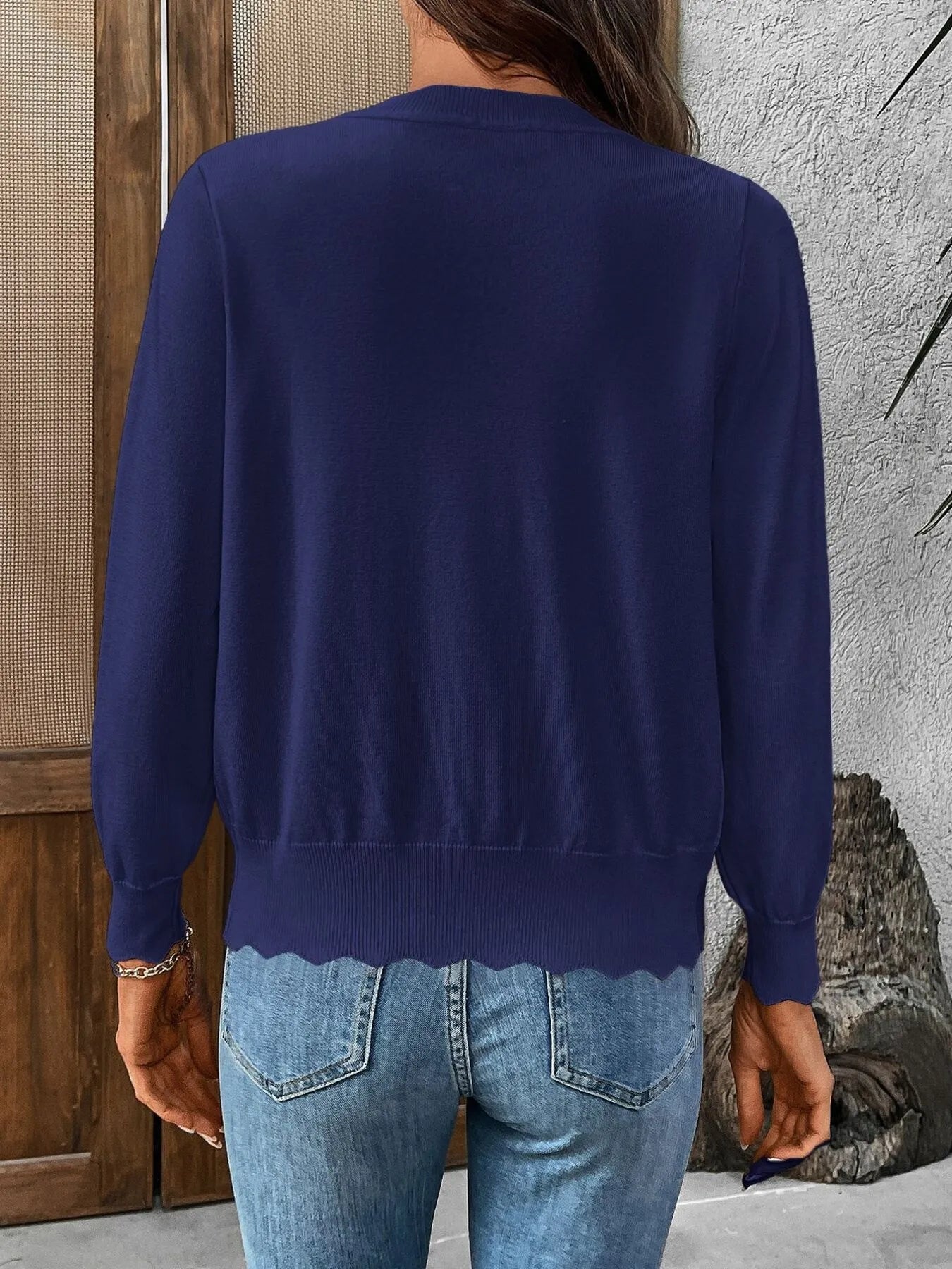 Ribbed Edge Button-Up Knit Cardigan - adritiX
