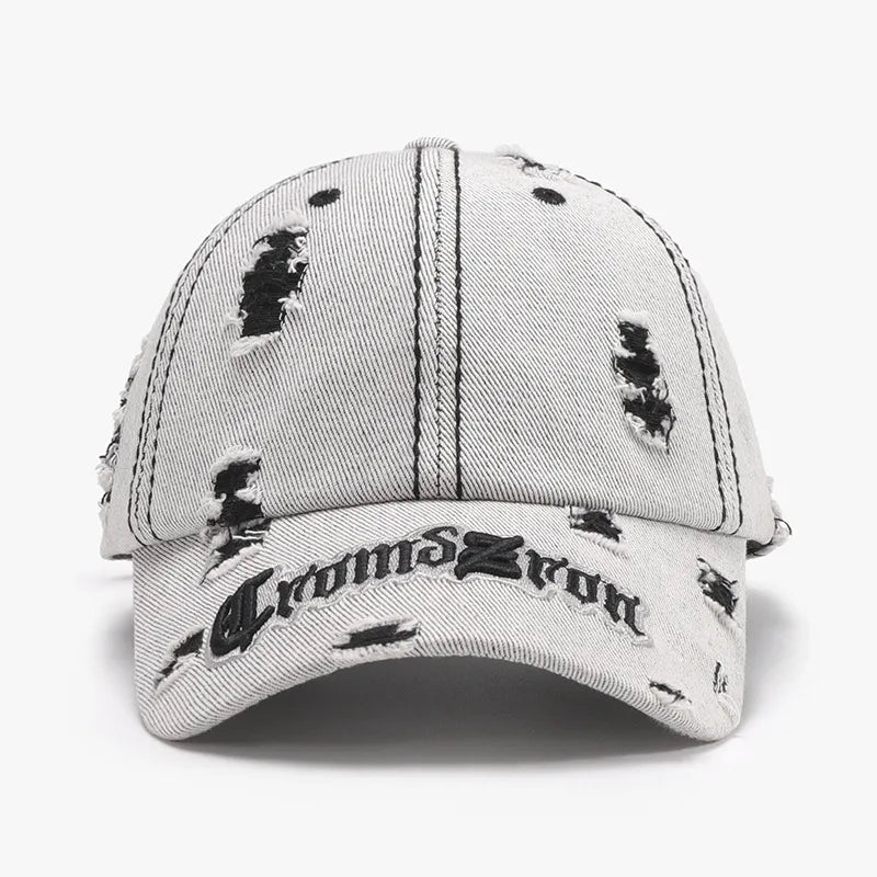 Distressed Letter Embroidered Baseball Cap - adritiX