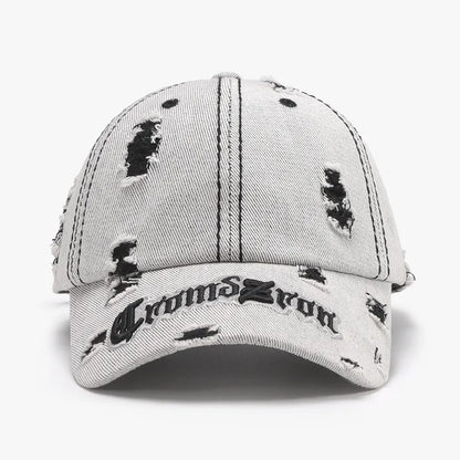 Distressed Letter Embroidered Baseball Cap - adritiX