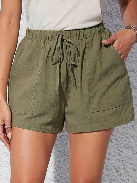 Elastic Waist Shorts with Pockets - adritiX