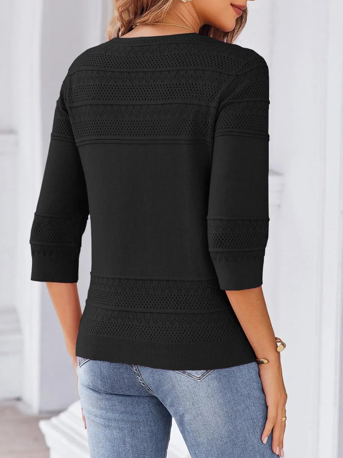 Button Up 3/4 Sleeve Cardigan - adritiX