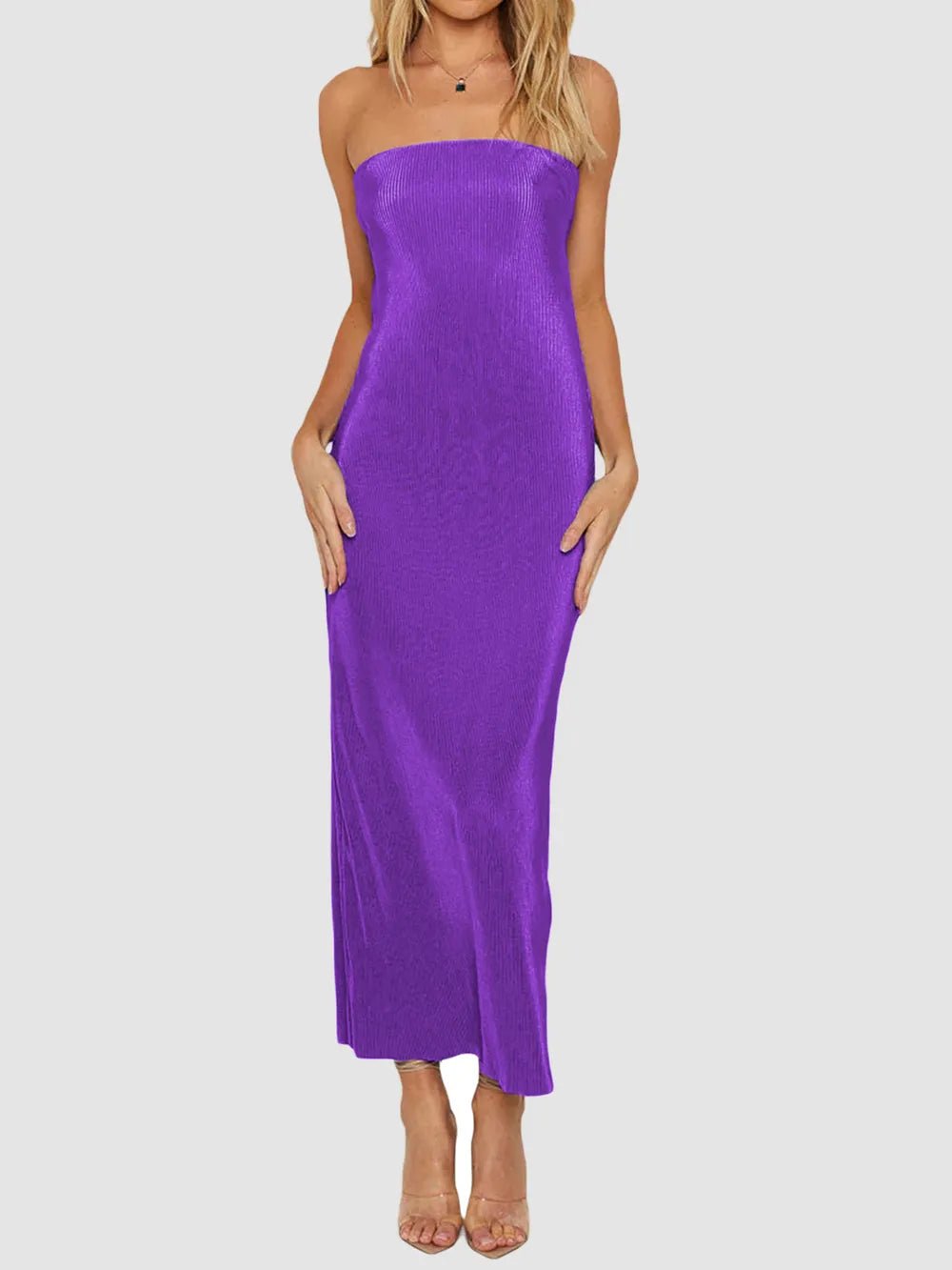 Lace-Up Back Tube Maxi Dress - adritiX