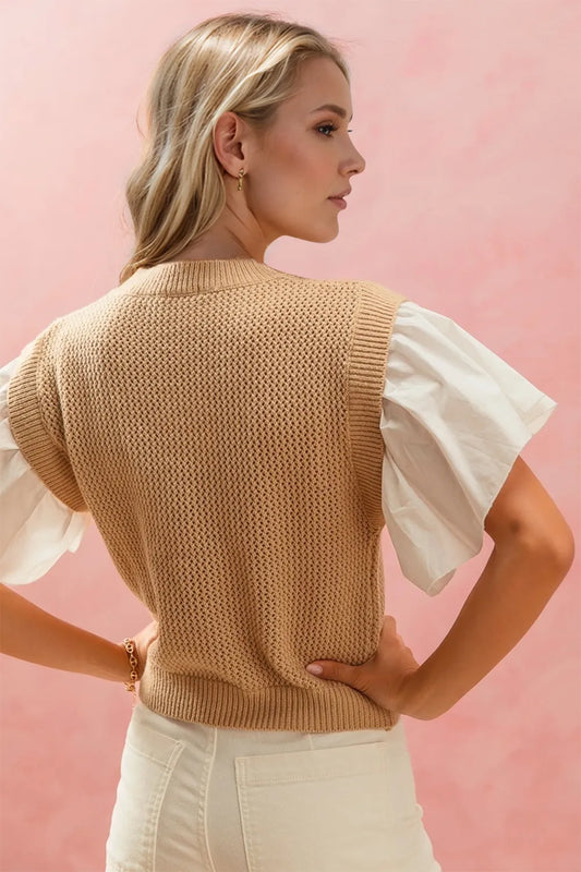 Oh Full Size Ruffled Round Neck Short Sleeve Sweater - adritiX