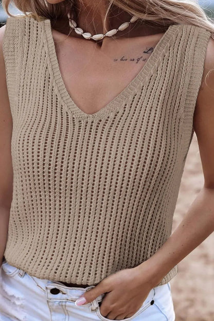 V-Neck Wide Strap Knit Vest - adritiX