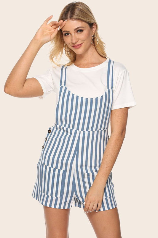 Elegant Striped Scoop Neck Romper - adritiX