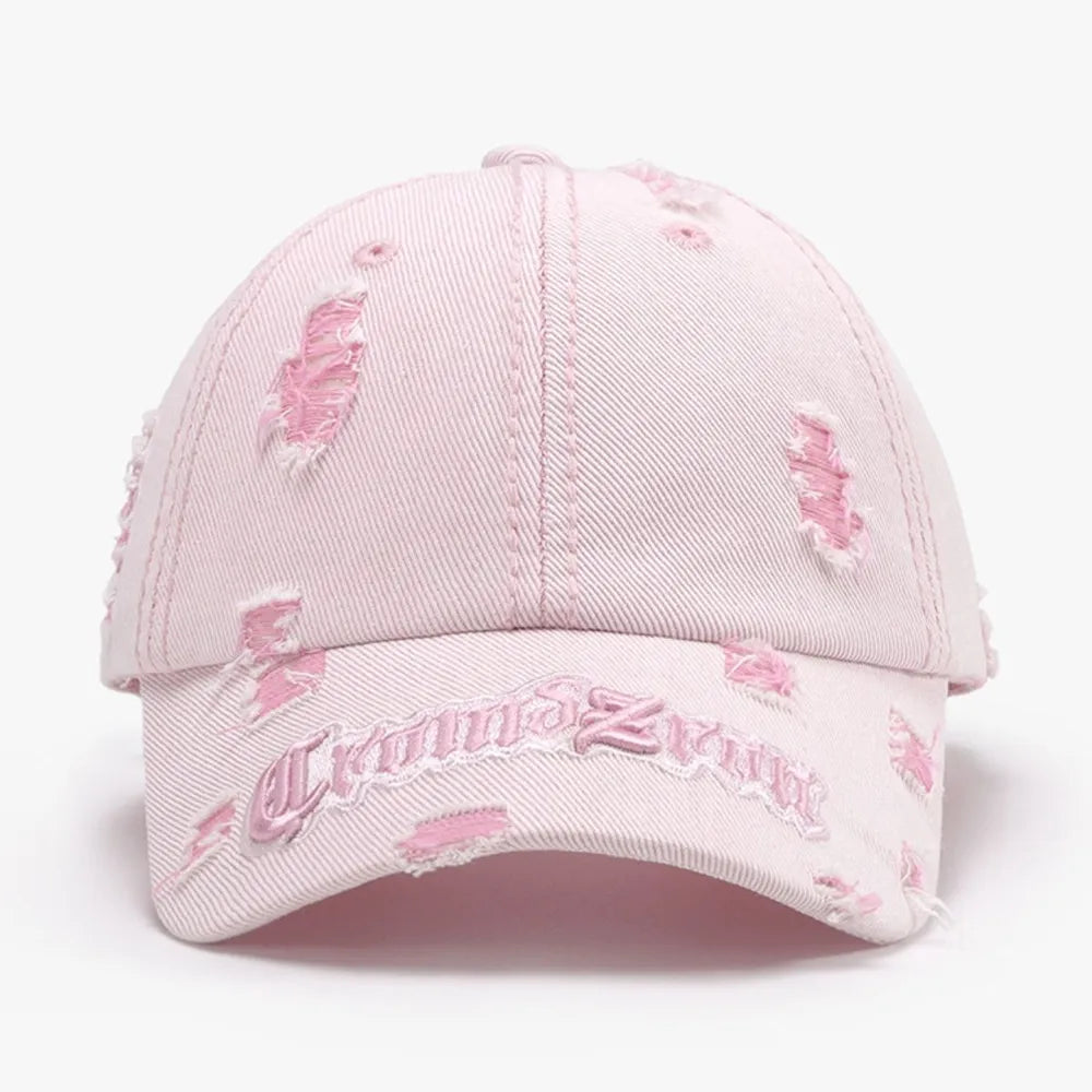 Distressed Letter Embroidered Baseball Cap - adritiX