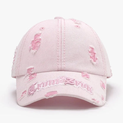 Distressed Letter Embroidered Baseball Cap - adritiX