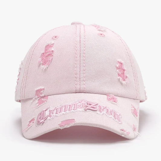 Distressed Letter Embroidered Baseball Cap - adritiX