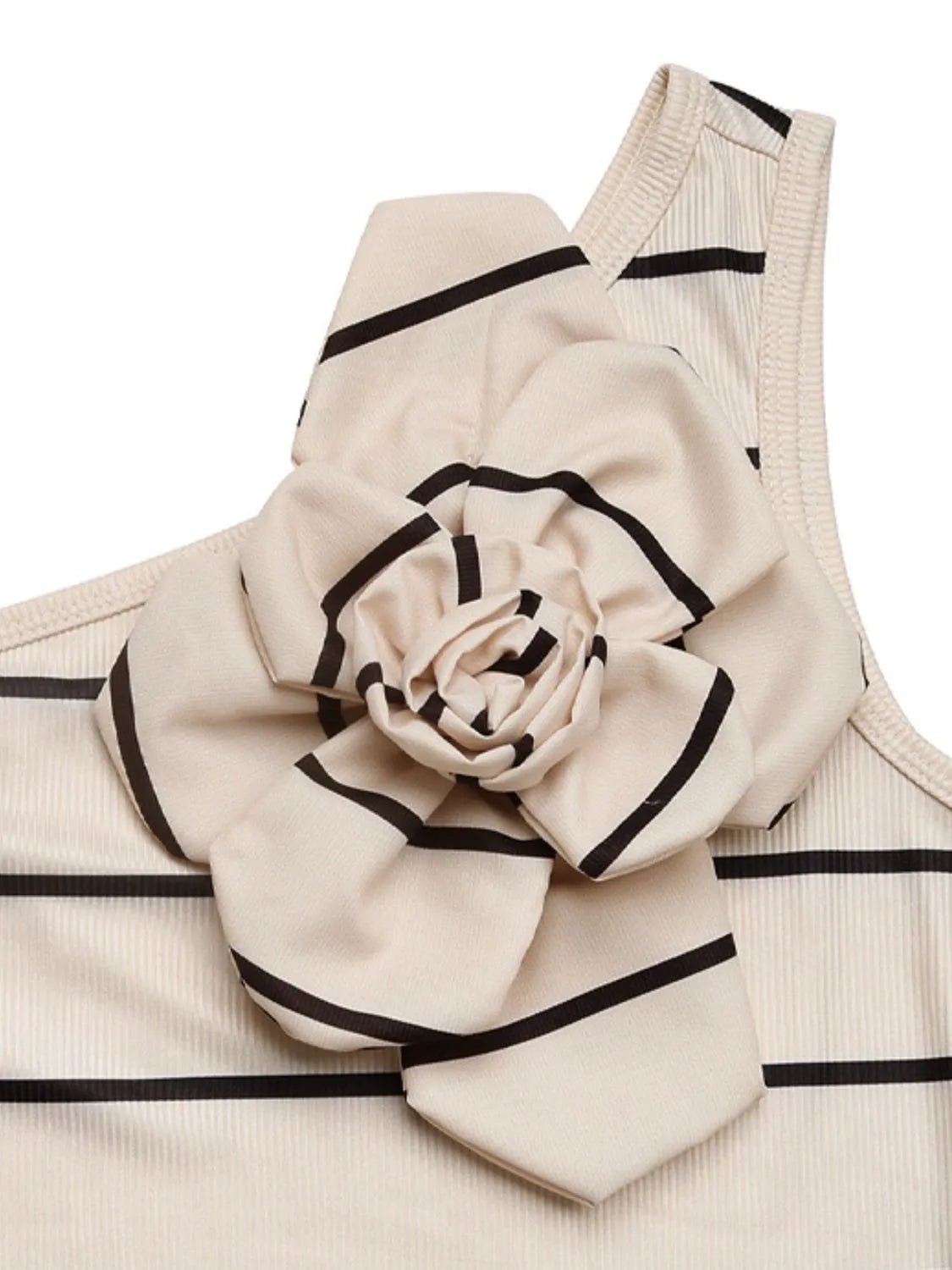 Flower Striped Single Shoulder Dress - adritiX